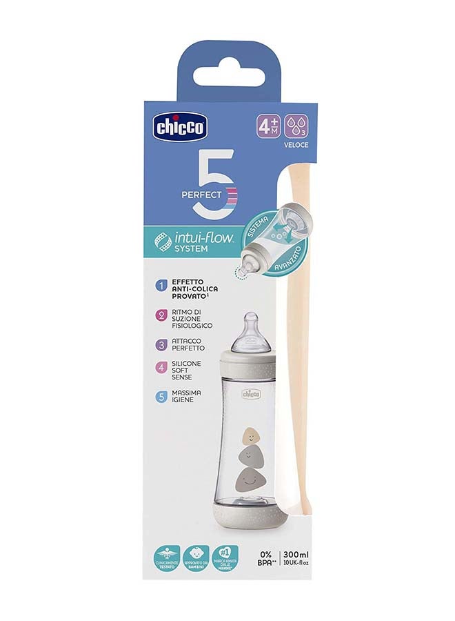 Chicco Perfect 5 Feeding Bottle 300ml Fast Flow 4m+ Silicone, Neutral  - Image 2