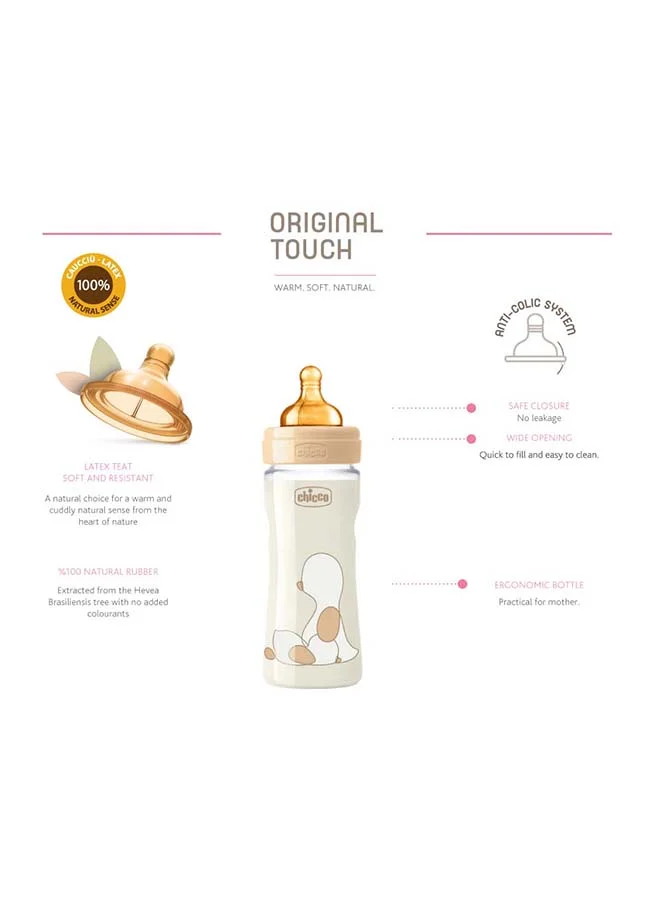 Chicco Original Touch Feeding Bottle 250ml Adjustable Flow 2m+ Latex, Neutral