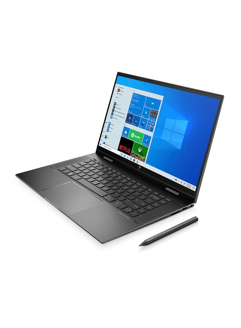 HP - ENVY x360 15-eu0001nx 2 In 1 Laptop With 15.6 Inches FHD Touchscreen Display, AMD Ryzen 7 Processor/16GB RAM/512GB SSD/AMD Radeon Graphics/ Windows 10 Home/ EN-AR KB English/Arabic Black - Image 1