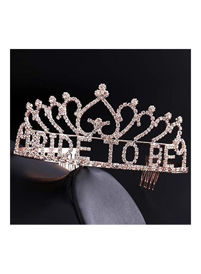 كوكو لاند تاج مرصع بحجر الراين بعبارة Bride To Be ذهبي وردي - Image 3