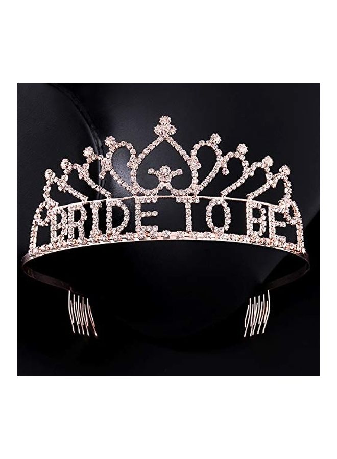 كوكو لاند تاج مرصع بحجر الراين بعبارة Bride To Be ذهبي وردي - Image 4