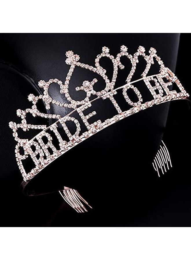 كوكو لاند تاج مرصع بحجر الراين بعبارة Bride To Be ذهبي وردي - Image 2