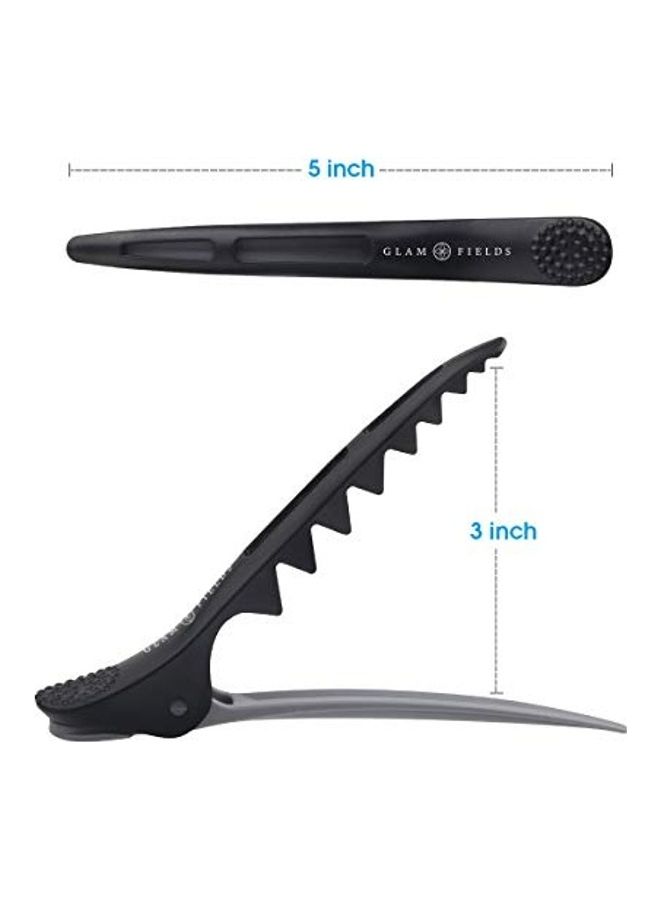 GLAMFIELDS - 6-Piece Hair Clip Set Black/Silver - Image 1