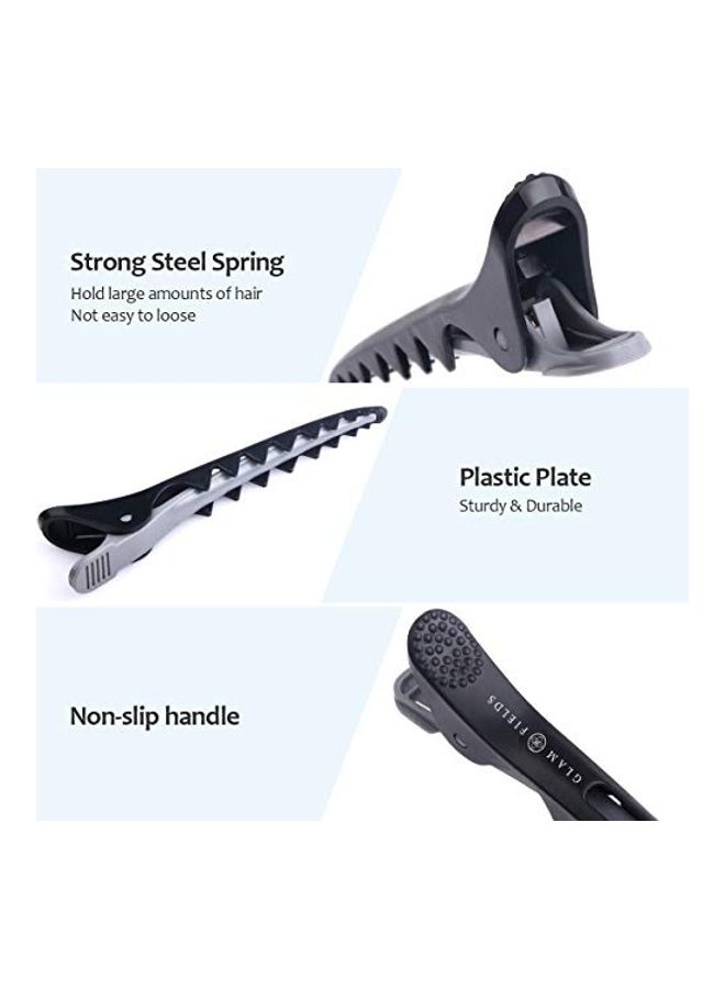 GLAMFIELDS - 6-Piece Hair Clip Set Black/Silver - Image 1