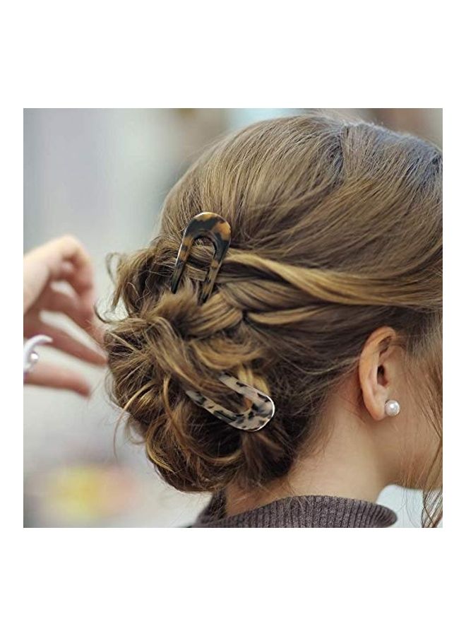 فسمايلنغ - 2-Piece U Shaped Hair Pins Multicolour - Image 1