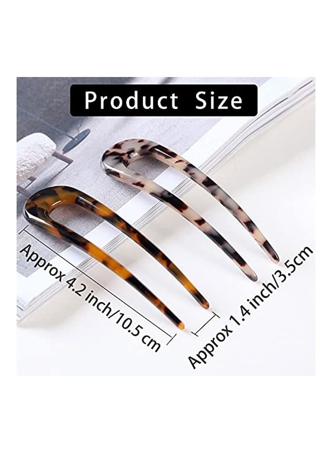 فسمايلنغ - 2-Piece U Shaped Hair Pins Multicolour - Image 1