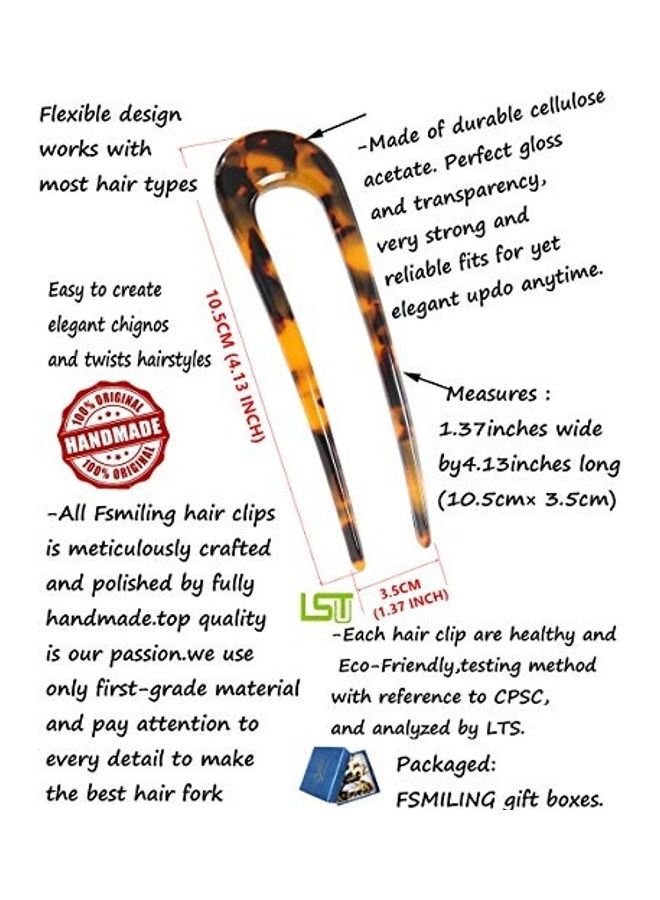 فسمايلنغ - 2-Piece U Shaped Hair Pins Multicolour - Image 1