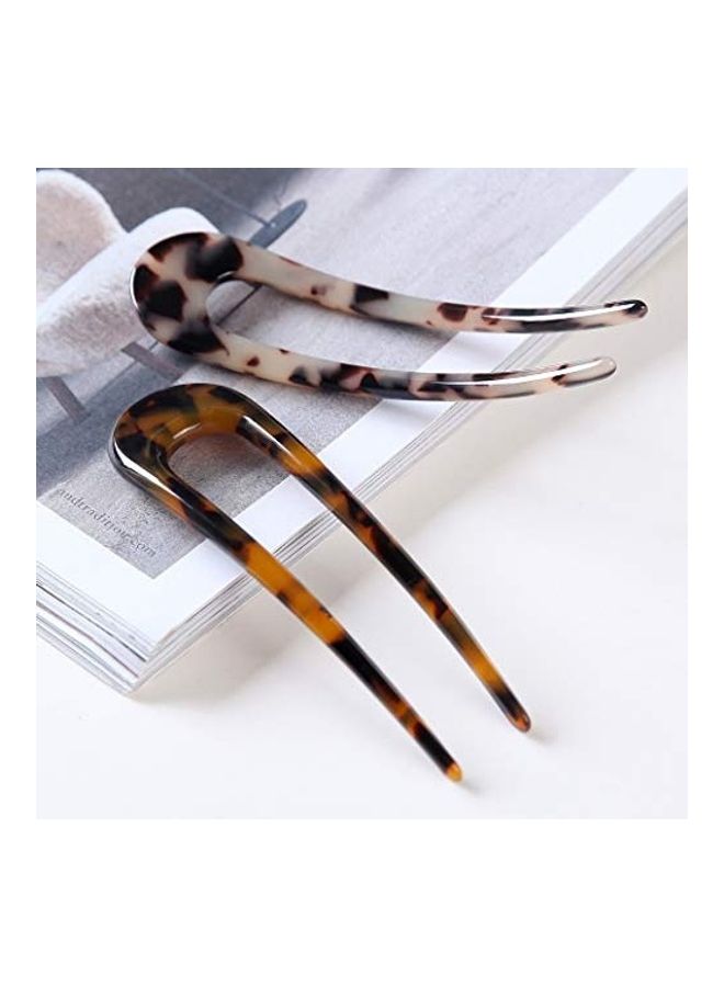 فسمايلنغ - 2-Piece U Shaped Hair Pins Multicolour - Image 1