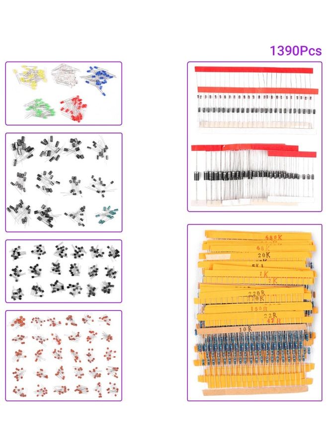 1390 Piece of Electronic Component Kit 3mm Multicolour  - Image 1