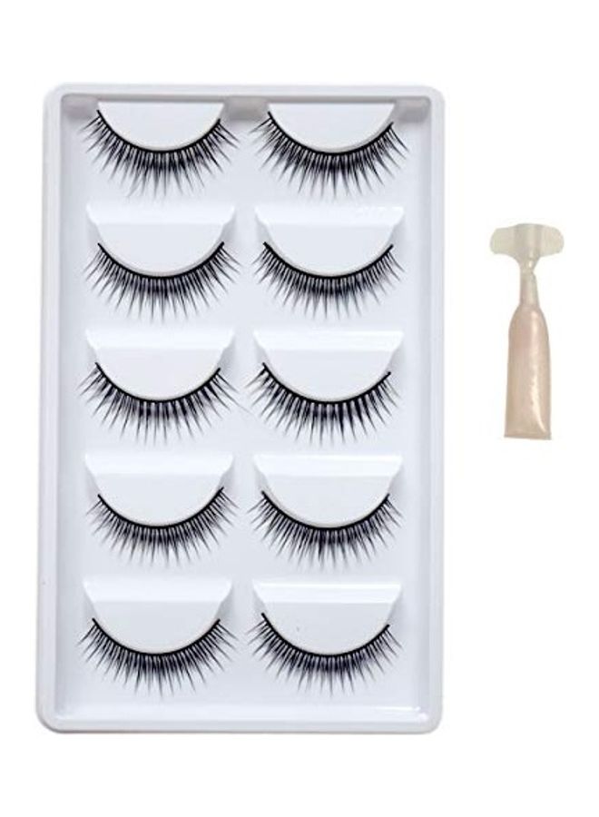 YEMIX Pair Of 5 False Eyelashes With Glue Black - Image 1