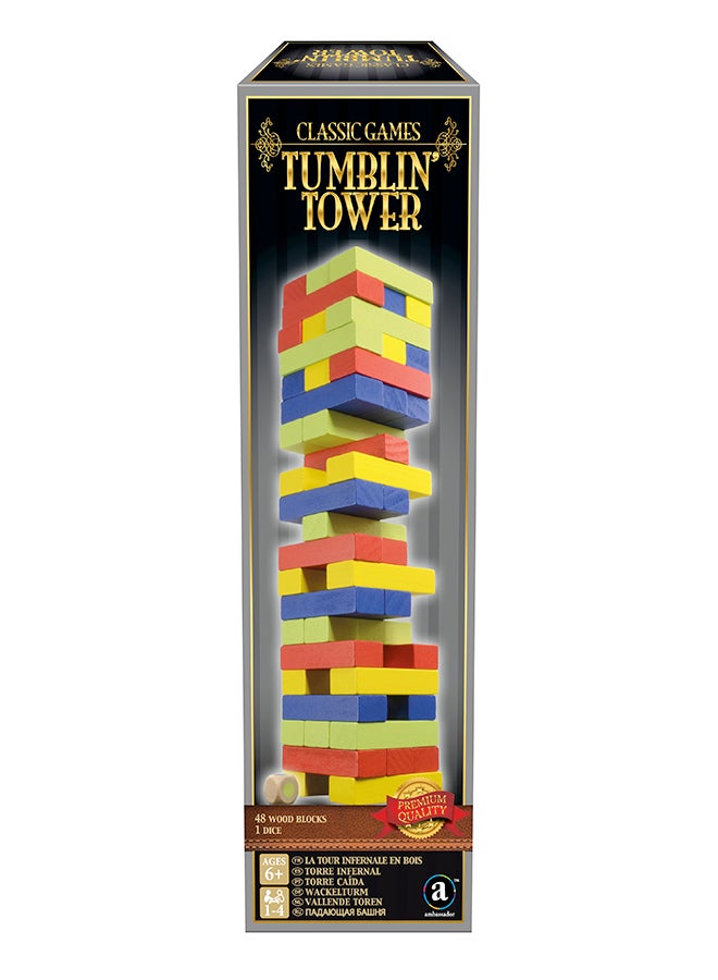 Merchant Ambassador 49-Piece Classic Wood Tumblin Tower Set With Stylish Gold Foil Embossed Packaging ‎21.84x69.6x22.35cm  - Image 1