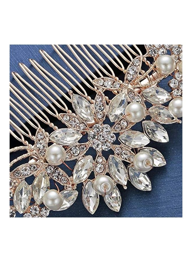 HapiBuy Wedding Hair Comb Clip Gold/Clear - Image 2