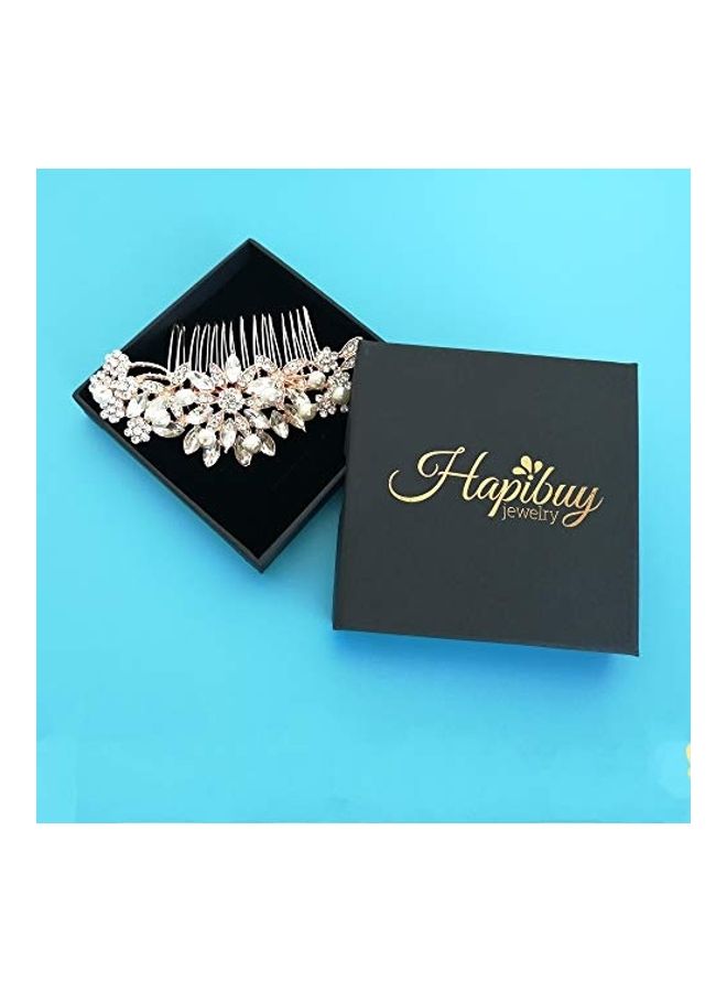 HapiBuy Wedding Hair Comb Clip Gold/Clear - Image 1