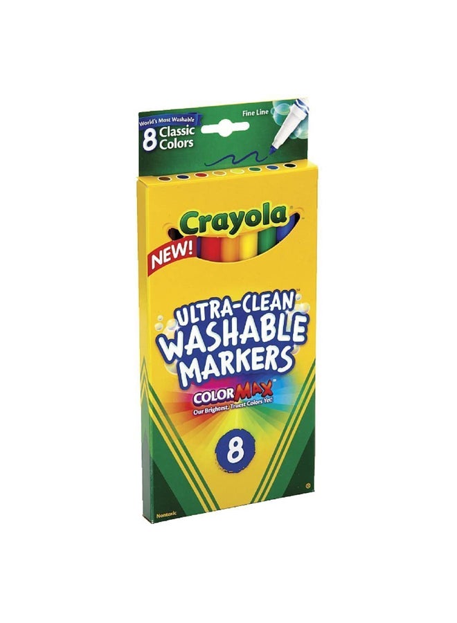 Crayola 8-Piece Ultra-Clean Fine Line Washable Markers Red/Orange/Green  - Image 2