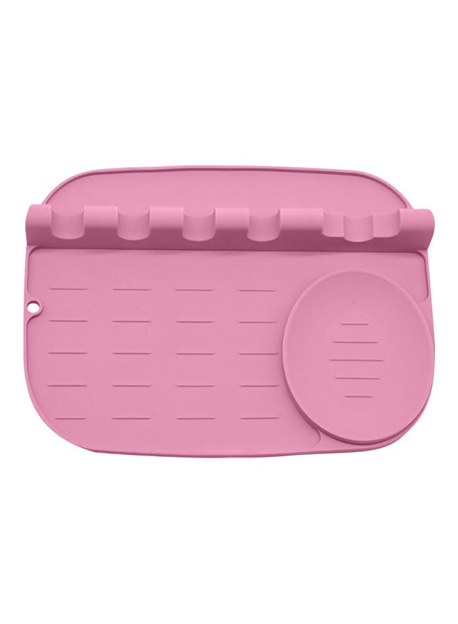 Generic Silicone Utensil Rest With Drip Pad Pink 25.3 x 19.0 x 3.8cm 