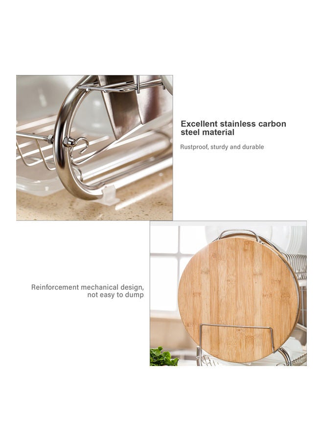 Dish Drying Rack Storage Organizer Silver 41.5x25.5x14cm - Image 5
