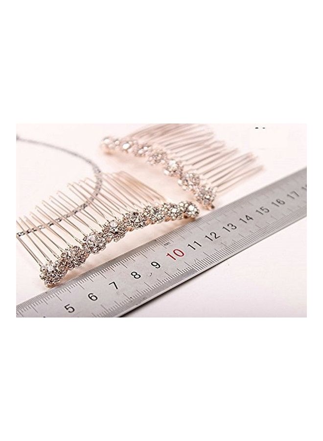 LETSP 2-Piece High-Grade Alloy Diamond Tiara Comb Hair Accessories Gold - Image 4