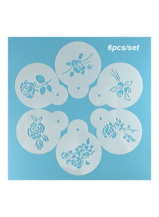 6-Piece Plastic Cake Stencil Fondant Mould White 15x12x0.5cm - v1626616562/N49243638A_1