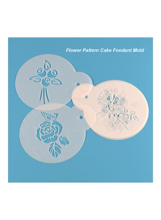 6-Piece Plastic Cake Stencil Fondant Mould White 15x12x0.5cm
