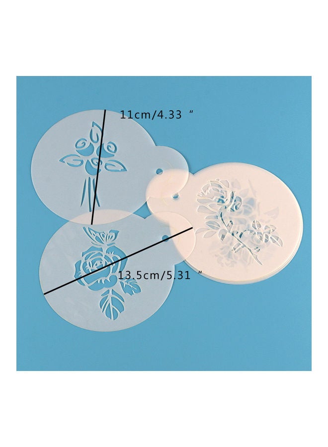 6-Piece Plastic Cake Stencil Fondant Mould White 15x12x0.5cm