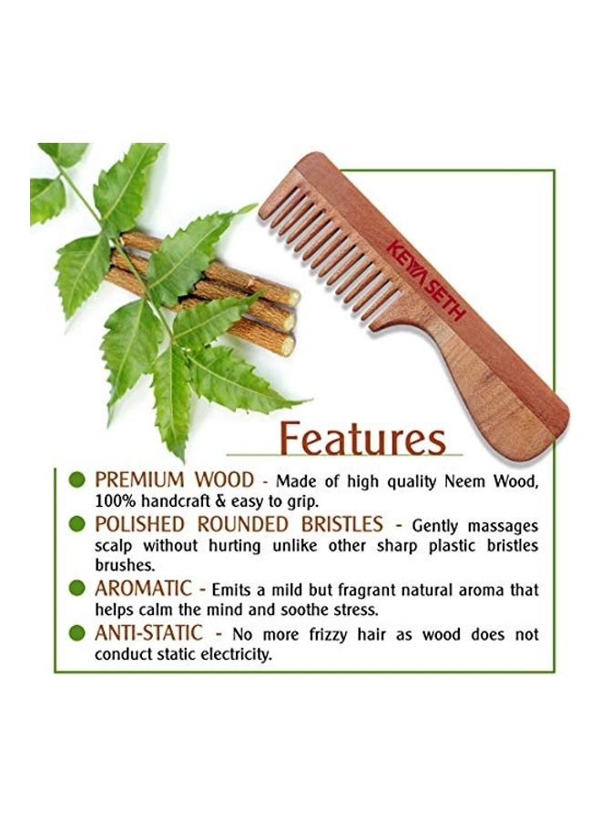 Keya Seth Aromatherapy Organic Neem Wooden Comb Brown 19x4.2cm  - Image 3