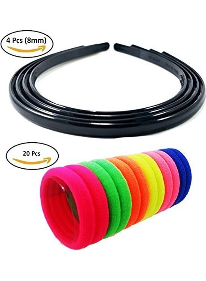 FOK Pack Of 20 Cotton Rubberbands With Hairbands Multicolour  - Image 4
