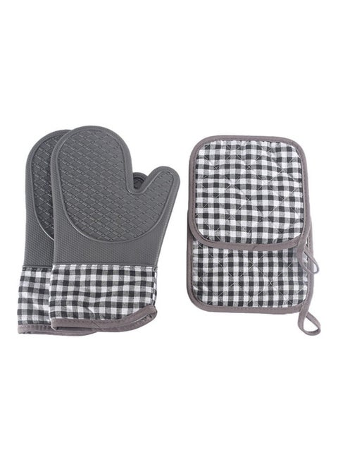 2-Piece Microwave Silicone Gloves For Baking Grey/White/Black