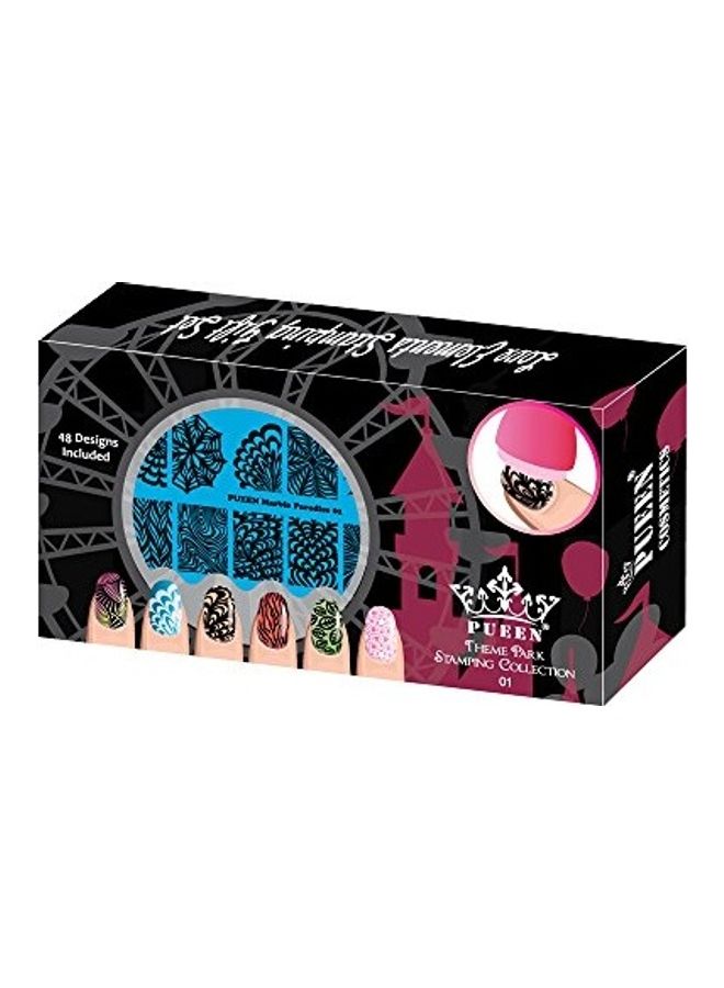 PUEEN 4-Piece Nail Art Stamping Plates Black/White - Image 1