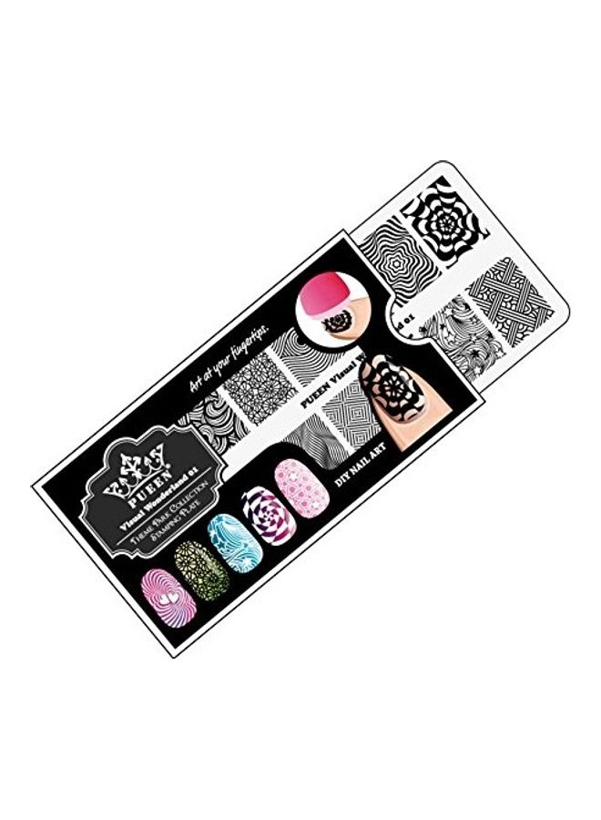 PUEEN 4-Piece Nail Art Stamping Plates Black/White - Image 2