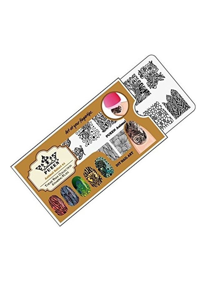 PUEEN 4-Piece Nail Art Stamping Plates Black/White - Image 3