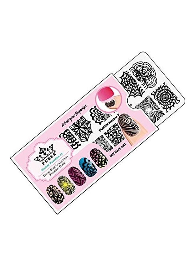 PUEEN 4-Piece Nail Art Stamping Plates Black/White - Image 4