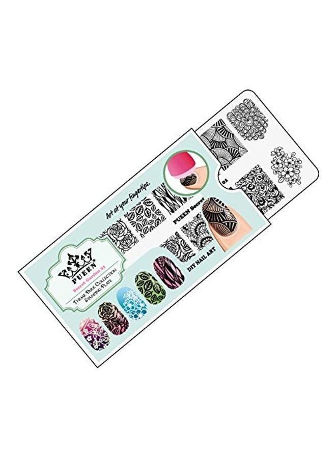 PUEEN 4-Piece Nail Art Stamping Plates Black/White - Image 5