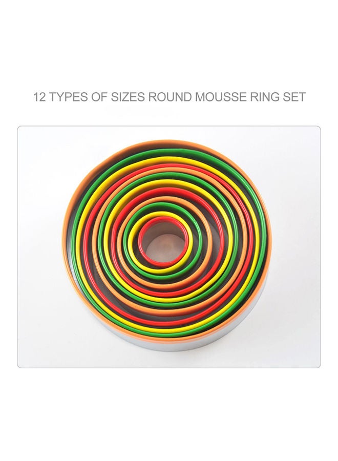 12-Piece Mousse Ring Set With Storage Box Multicolour 12.5x12.5x3.5cm  - Image 2