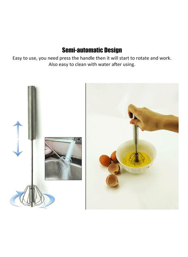 Semi-Automatic Egg Beater Silver