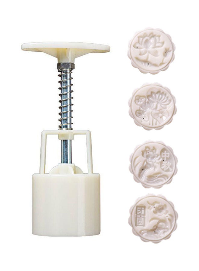 Mid-Autumn Festival Moon Cake Making Mould With 4 Stamps White 14.0X5.0X5.0cm - Image 1