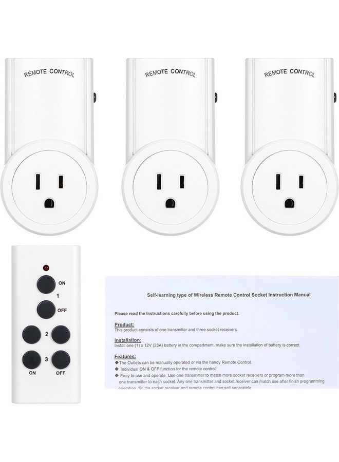 Remote Control Wireless Light Switch Plug White