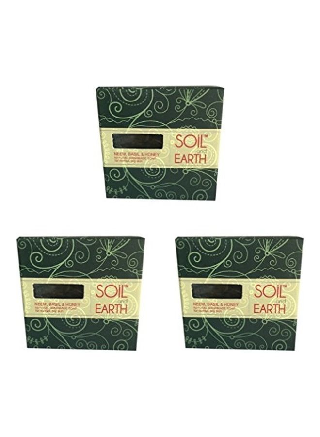 Soil And Earth - 3-Piece Neem, Basil And Honey Natural Handmade Soap Clear 125grams - Image 1