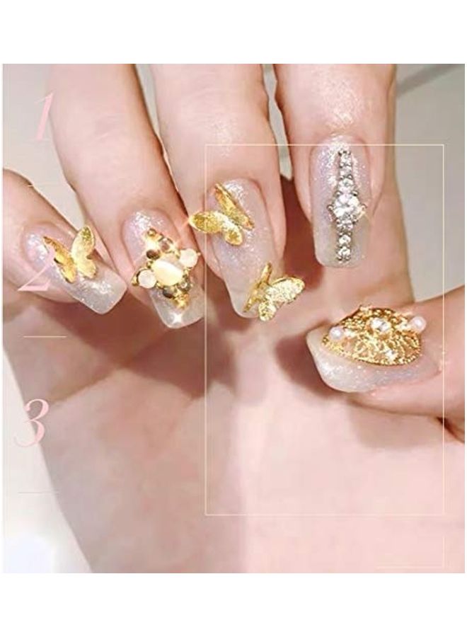 JHere 100-Piece Butterfly Nail Art Studs Gold - Image 2