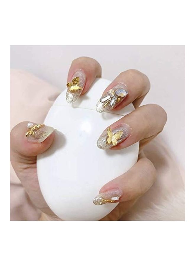 JHere 100-Piece Butterfly Nail Art Studs Gold - Image 1