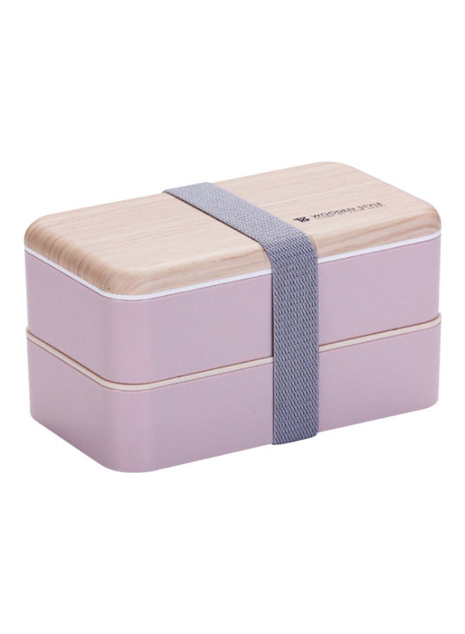 2 Layers Microwave Heating Food Containers With Elastic Band Pink 18.5x10.5x10.0cm - Image 1