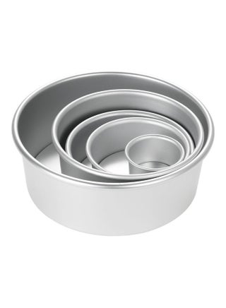 5-Piece  Aluminum Alloy Round Cake Moulds Silver 21.8x21.8x8cm - v1626624783/N49243476A_1
