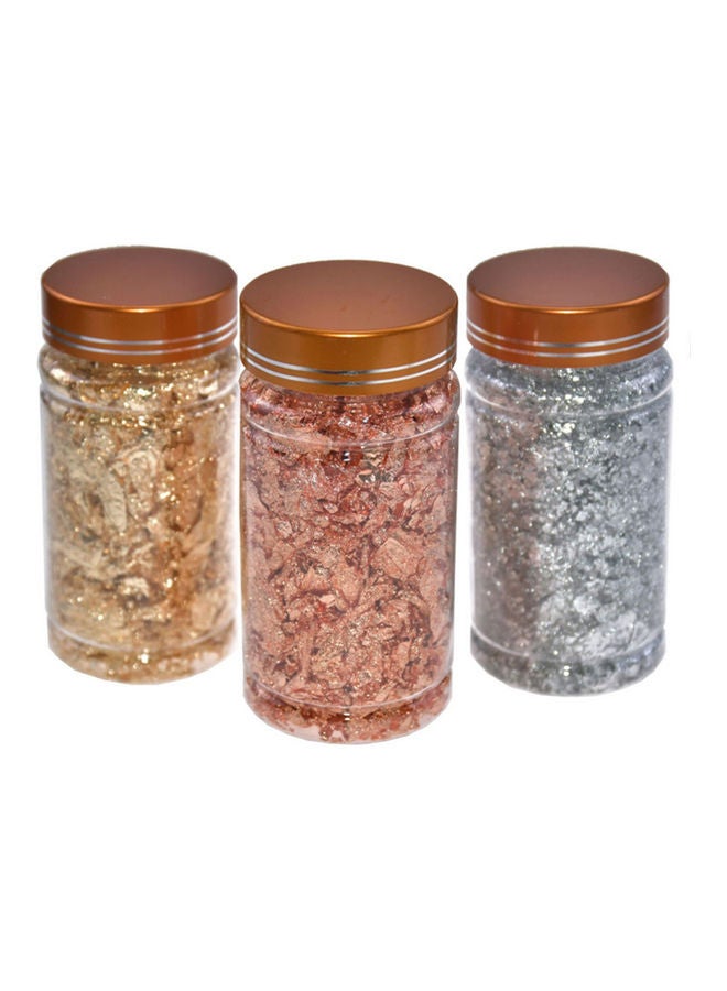 3-Bottle Flakes Foil Paper Cuisine Mousse Cake Baking Rose Gold/Gold/Silver  - Image 1