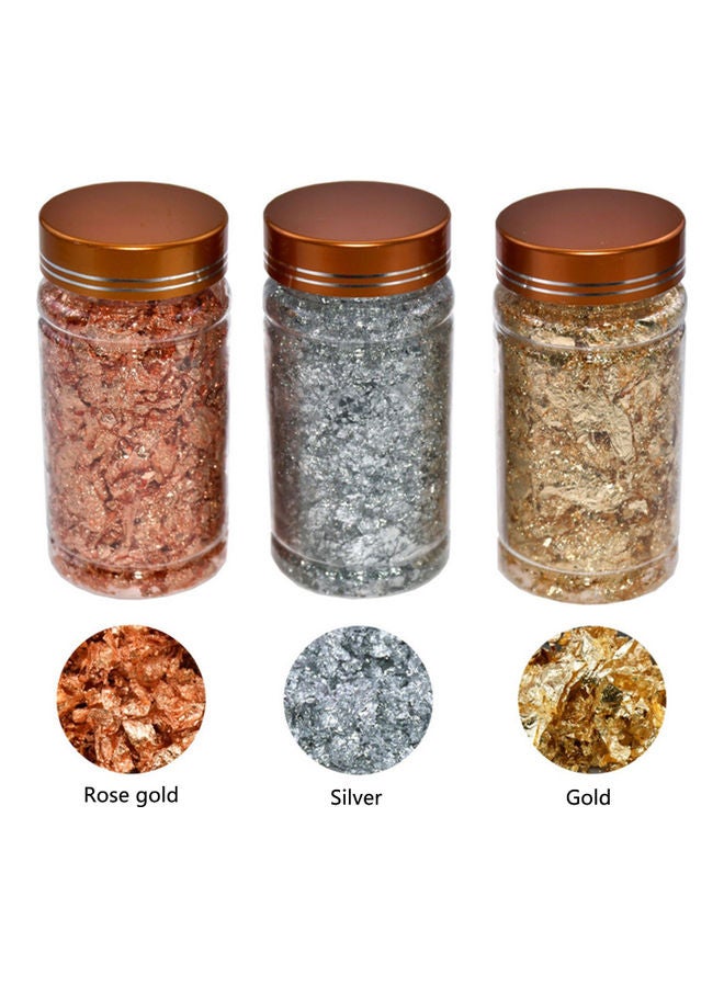 3-Bottle Flakes Foil Paper Cuisine Mousse Cake Baking Rose Gold/Gold/Silver  - Image 3