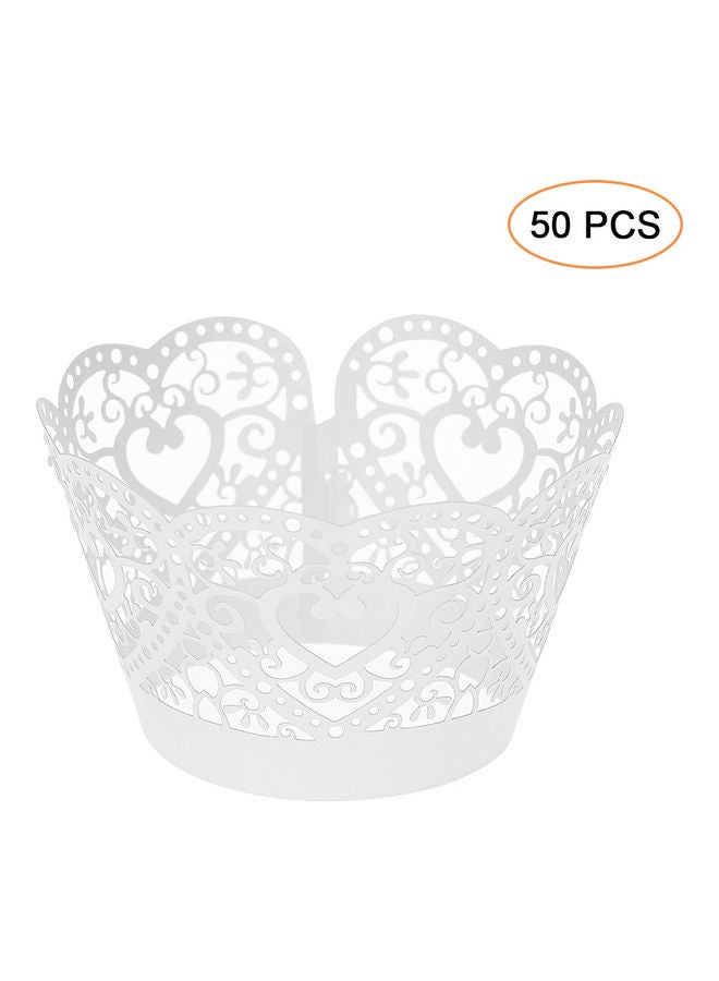 طقم أغلفة كب كيك مكون من 50 قطعة أبيض - Image 1
