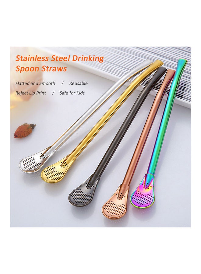 Generic Stainless Steel Straw Spoon Reusable Silver  - Image 5