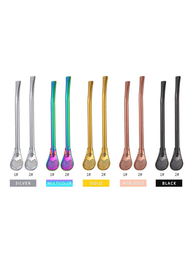 Stainless Steel Straw Spoon Reusable Multicolour - Image 3
