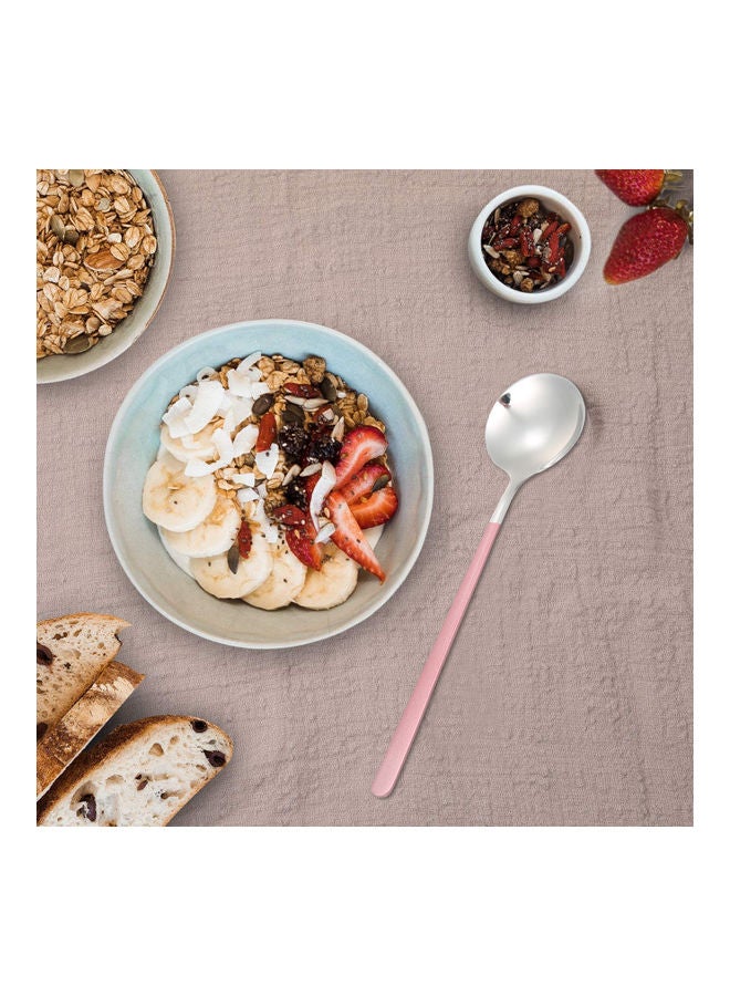 Stainless Steel Spoon Food Grade Silver/Pink  - Image 2