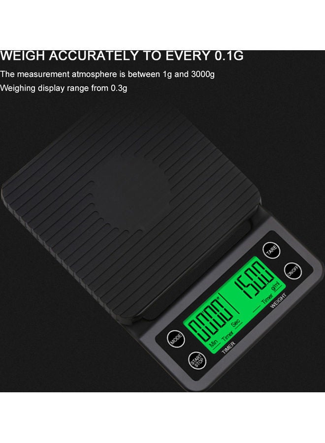 Accurate Electric Kitchen Scale With Timer Black 19.3x13.0x3.0cm - Image 4