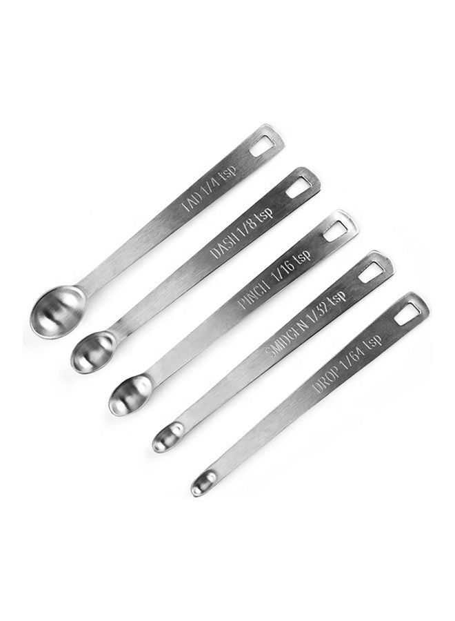5-Piece Mini Measuring Spoon Set Stainless 13.0x4.0x3.0cm - Image 1