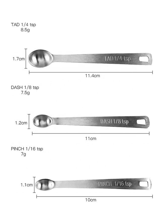 5-Piece Mini Measuring Spoon Set Stainless 13.0x4.0x3.0cm - Image 2